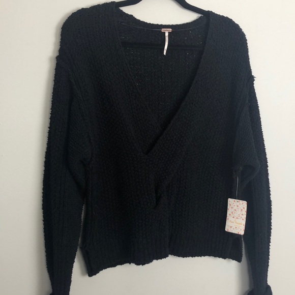 Free People Sweaters - Free People Coco V-Neck Sweater NWT Black XS